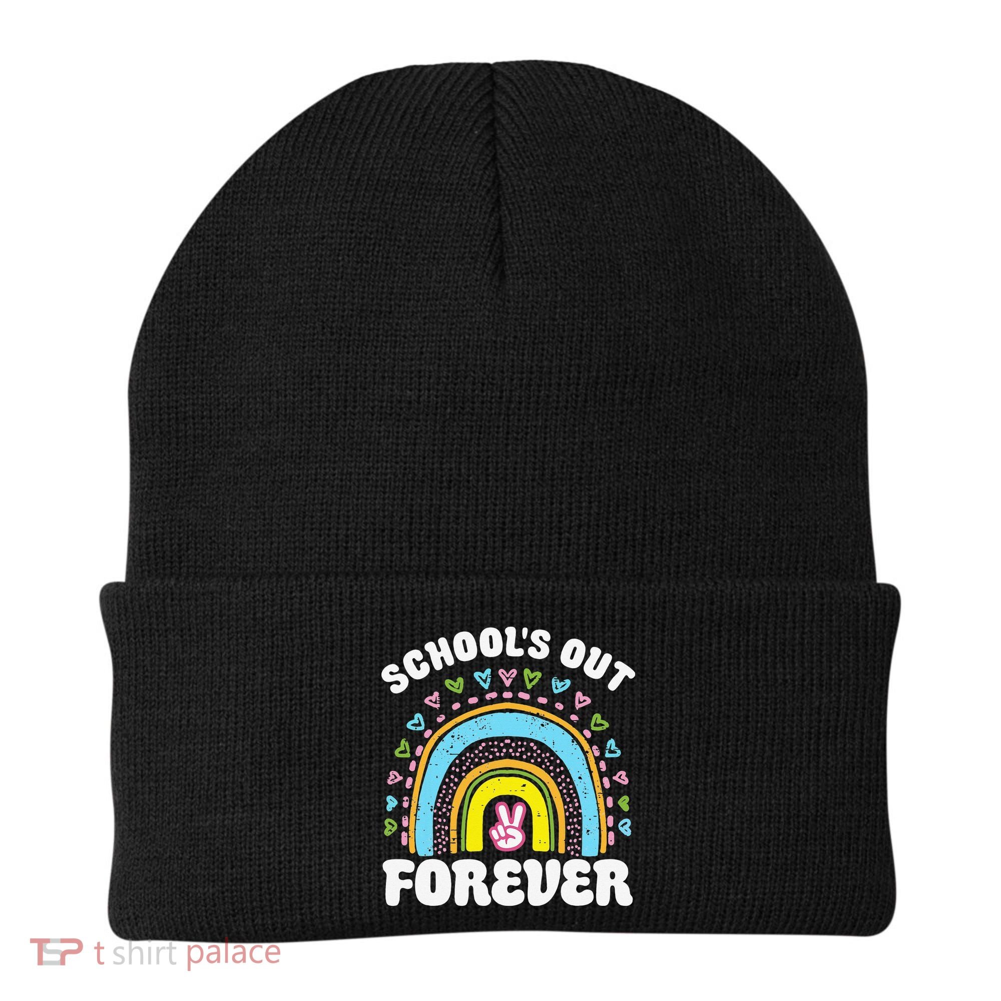 School's Out Forever Rainbow Teacher Retirement Teacher Life Beanie