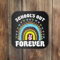 School's Out Forever Rainbow Teacher Retirement Teacher Life Coaster thumb 0