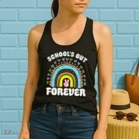 School's Out Forever Rainbow Teacher Retirement Teacher Life Women's Tank Top thumb 2