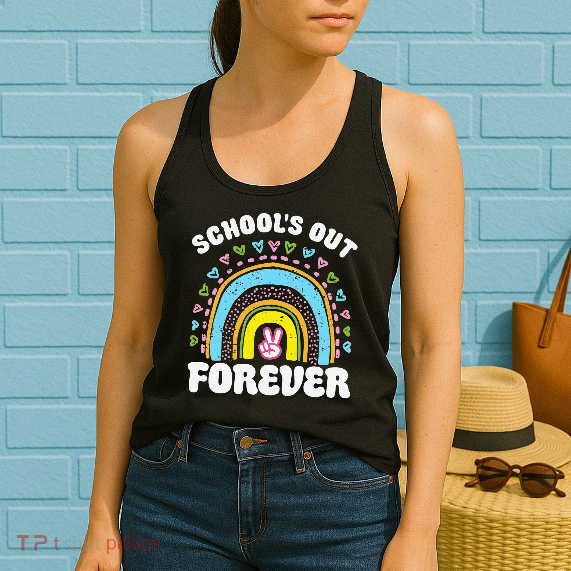 School's Out Forever Rainbow Teacher Retirement Teacher Life Women's Tank Top