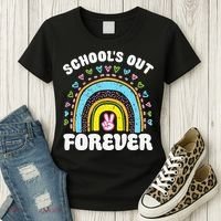 School's Out Forever Rainbow Teacher Retirement Teacher Life Women's T-Shirt thumb 3