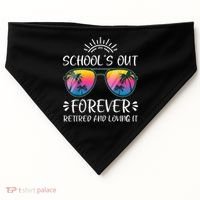 Schools Out Forever Retired Loving It Summer Teacher Student USA-Made Doggie Bandana thumb 0