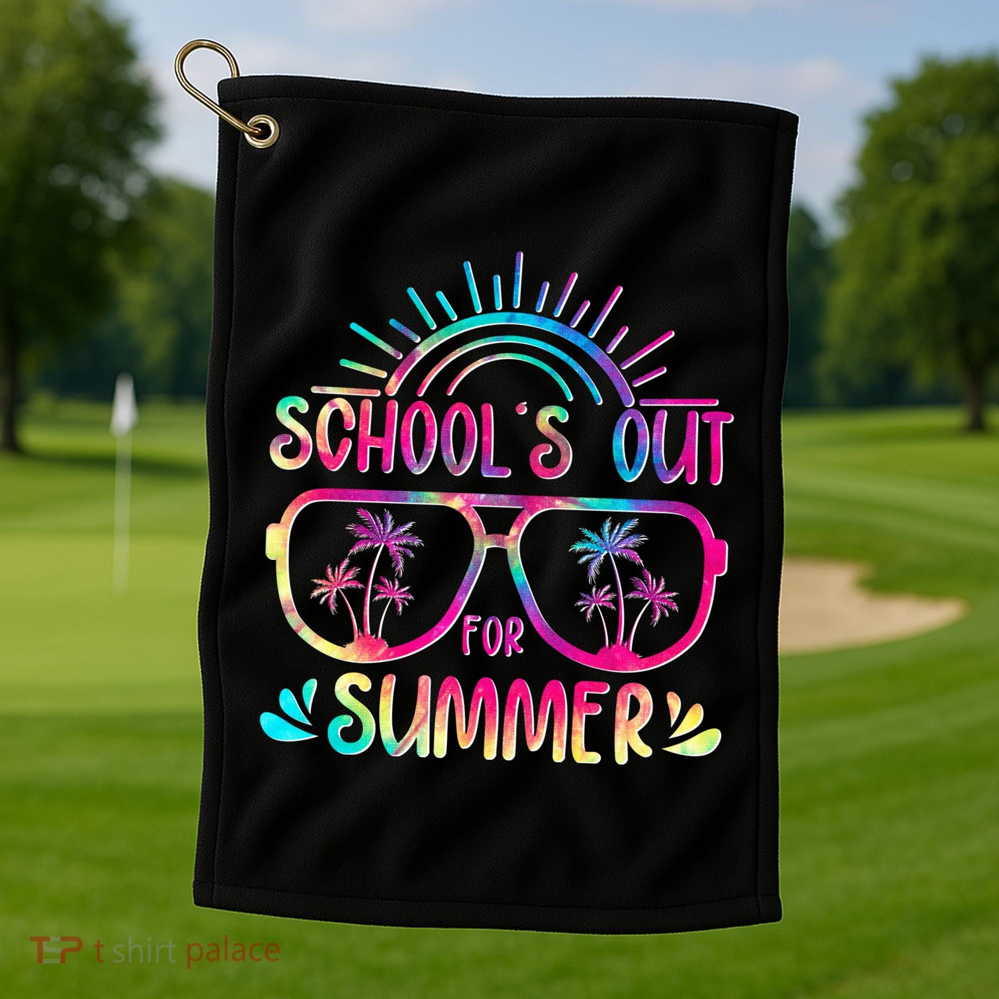 School's Out For Summer Tie Dye Golf Towel