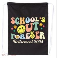 School's Out Forever Gifts Retired Teacher Retirement 2024 Drawstring Bag thumb 0