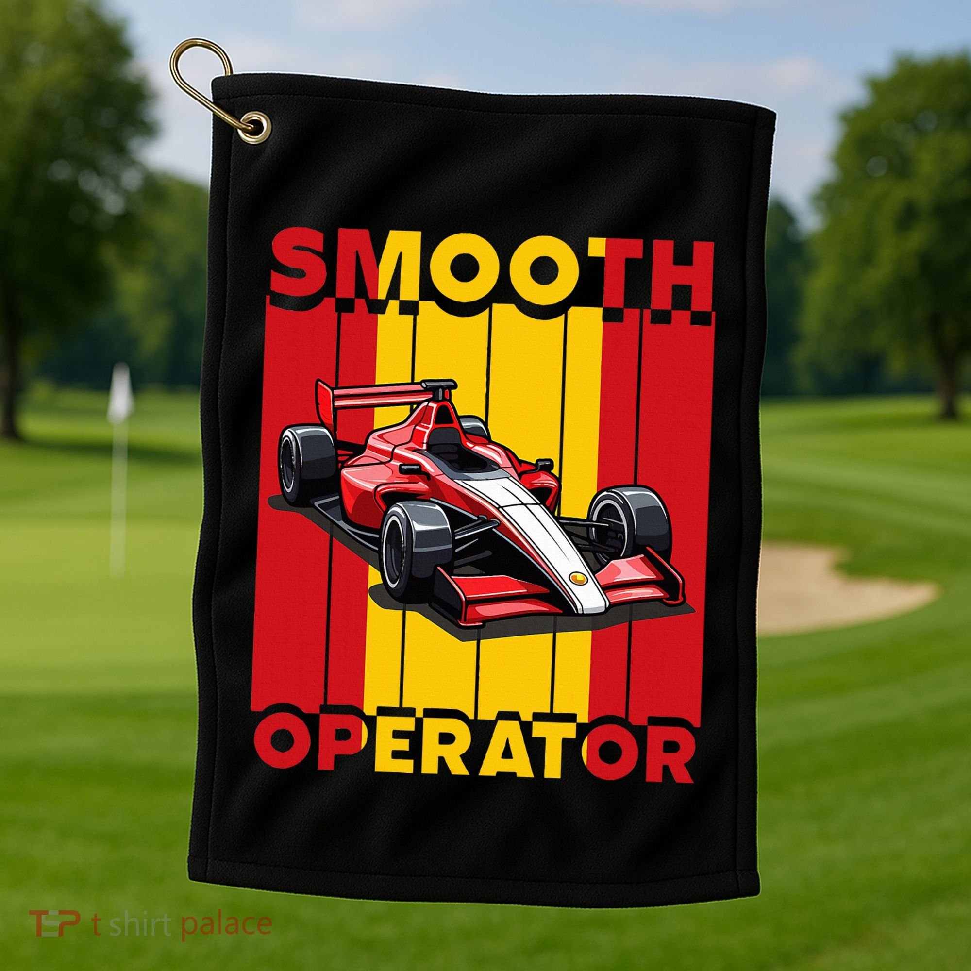 Smooth Operator Formula Racing Spain Flag Fast Cars Golf Towel