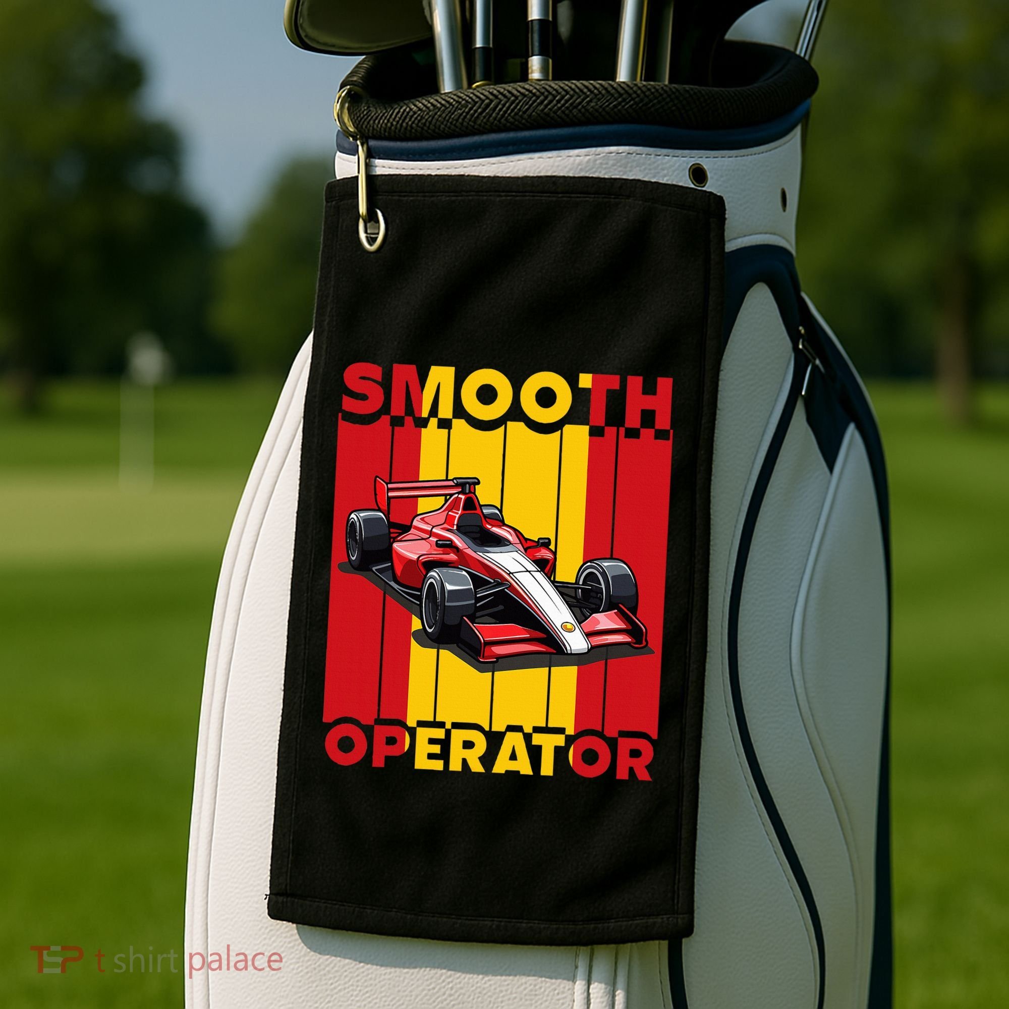Smooth Operator Formula Racing Spain Flag Fast Cars Golf Towel