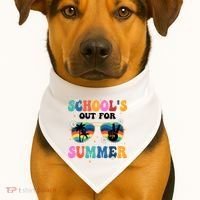 Schools Out For Summer Hippie USA-Made Doggie Bandana thumb 1