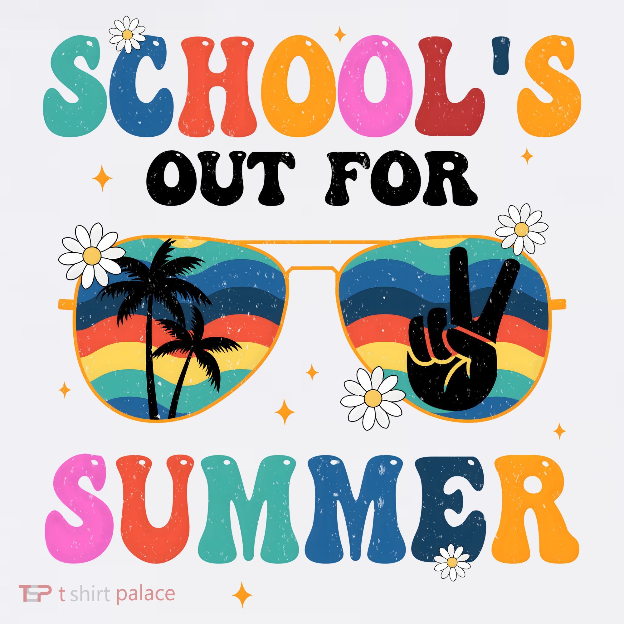 Schools Out For Summer Hippie Retro Doggie Tank