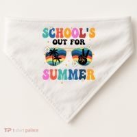 Schools Out For Summer Hippie Retro USA-Made Doggie Bandana thumb 0