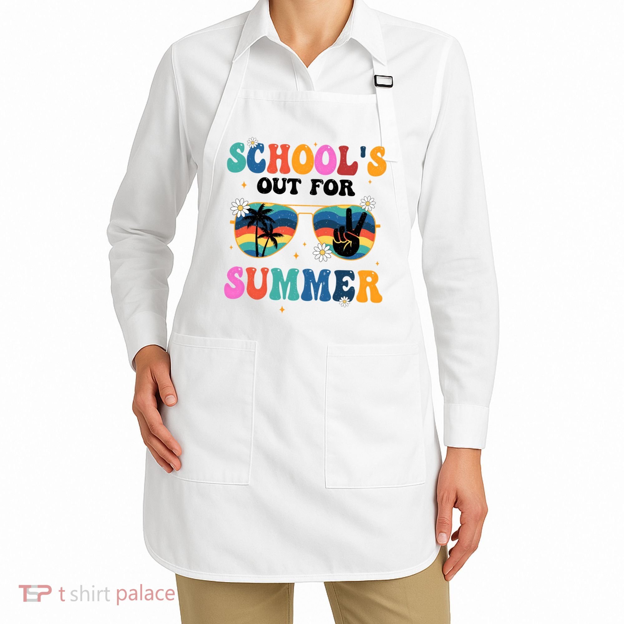 Schools Out For Summer Hippie Retro Apron