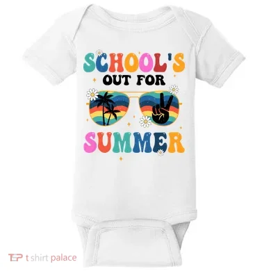 Schools Out For Summer Hippie Retro Baby Bodysuit