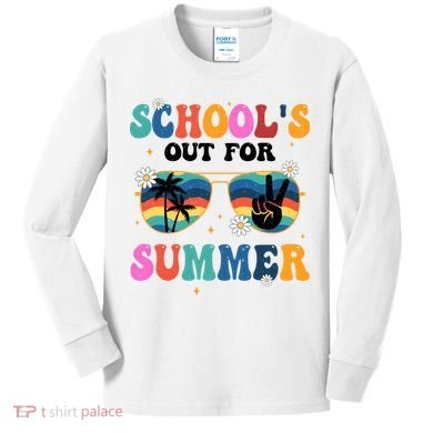 Schools Out For Summer Hippie Retro Kids Long Sleeve Shirt