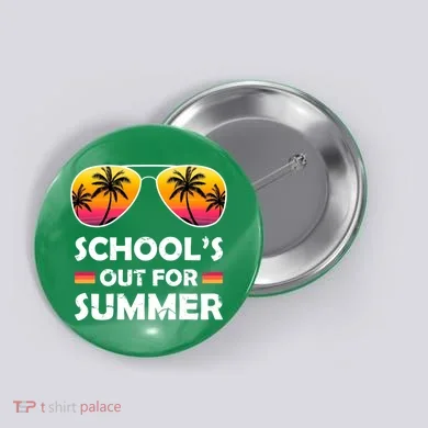 School's Out For Summer Palm Trees Button