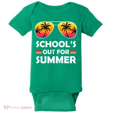 School's Out For Summer Palm Trees Baby Bodysuit