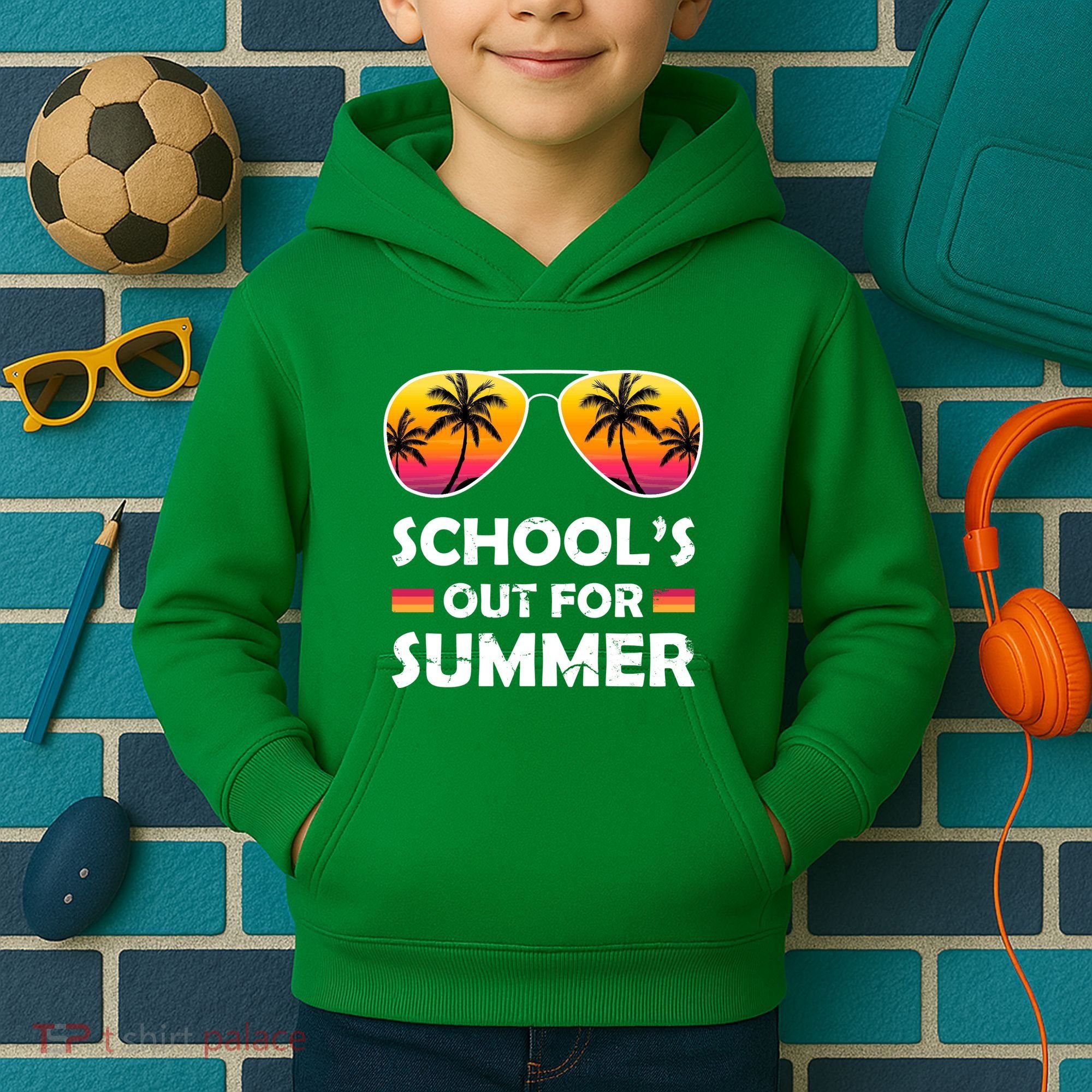 School's Out For Summer Palm Trees Kids Hoodie