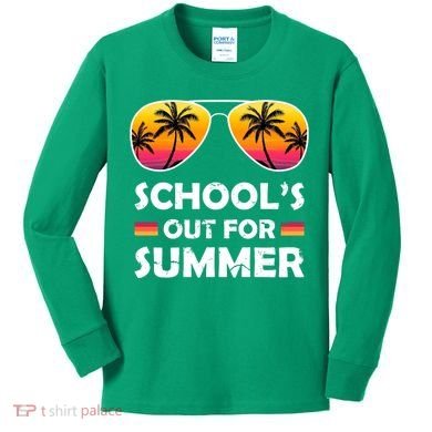 School's Out For Summer Palm Trees Kids Long Sleeve Shirt
