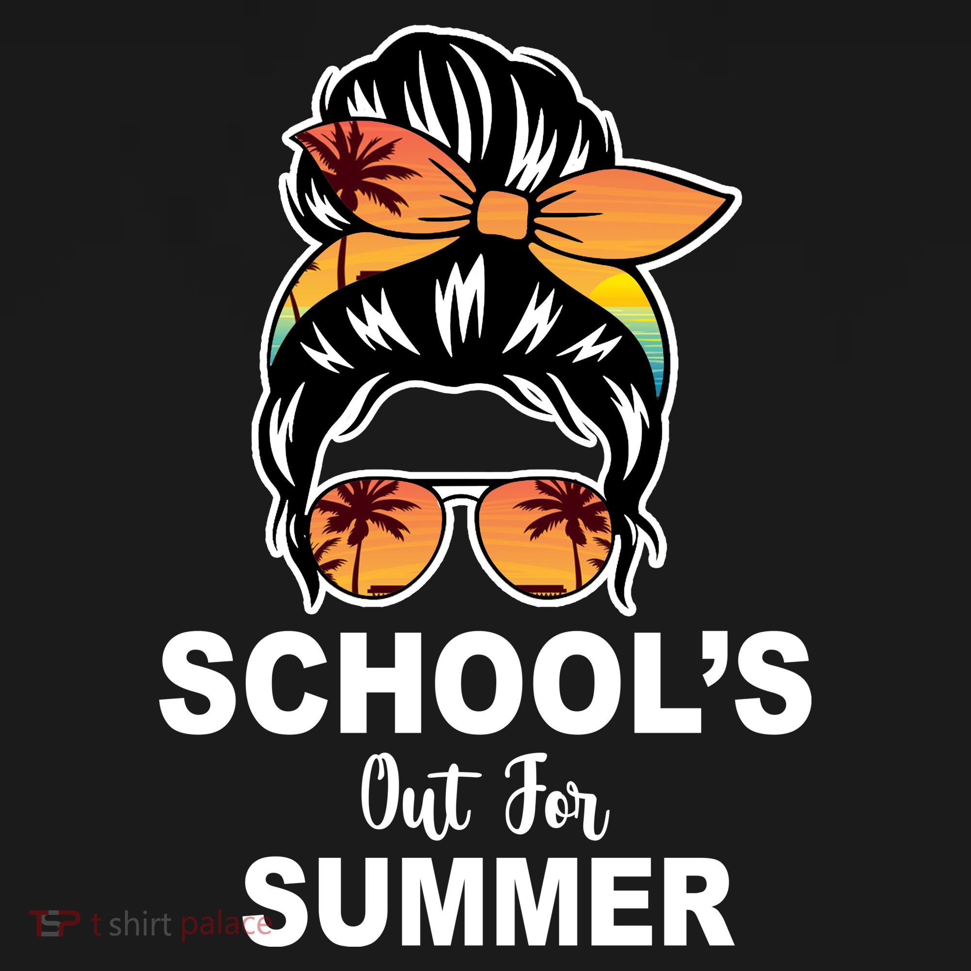 Schools Out For Summer Female Bun Sunglass Pajama Set