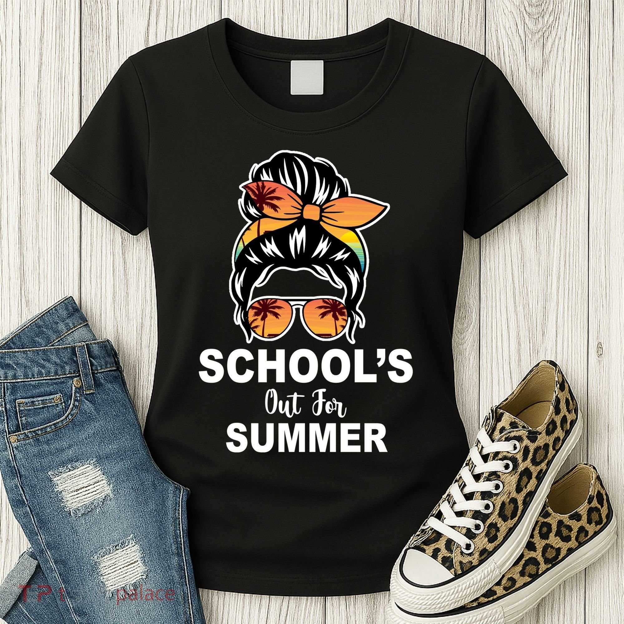 Schools Out For Summer Female Bun Sunglass Women's T-Shirt