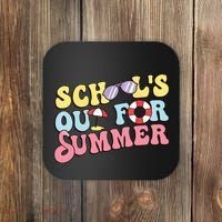 Schools Out For Summer Graduation Students Teacher Vacation. Coaster thumb 0