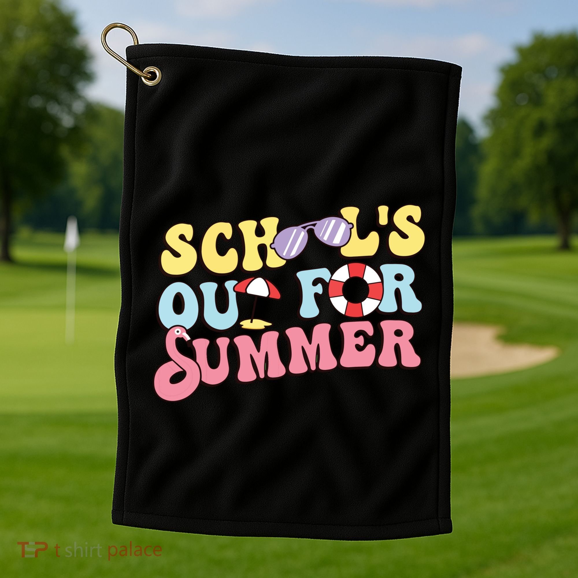 Schools Out For Summer Graduation Students Teacher Vacation. Golf Towel