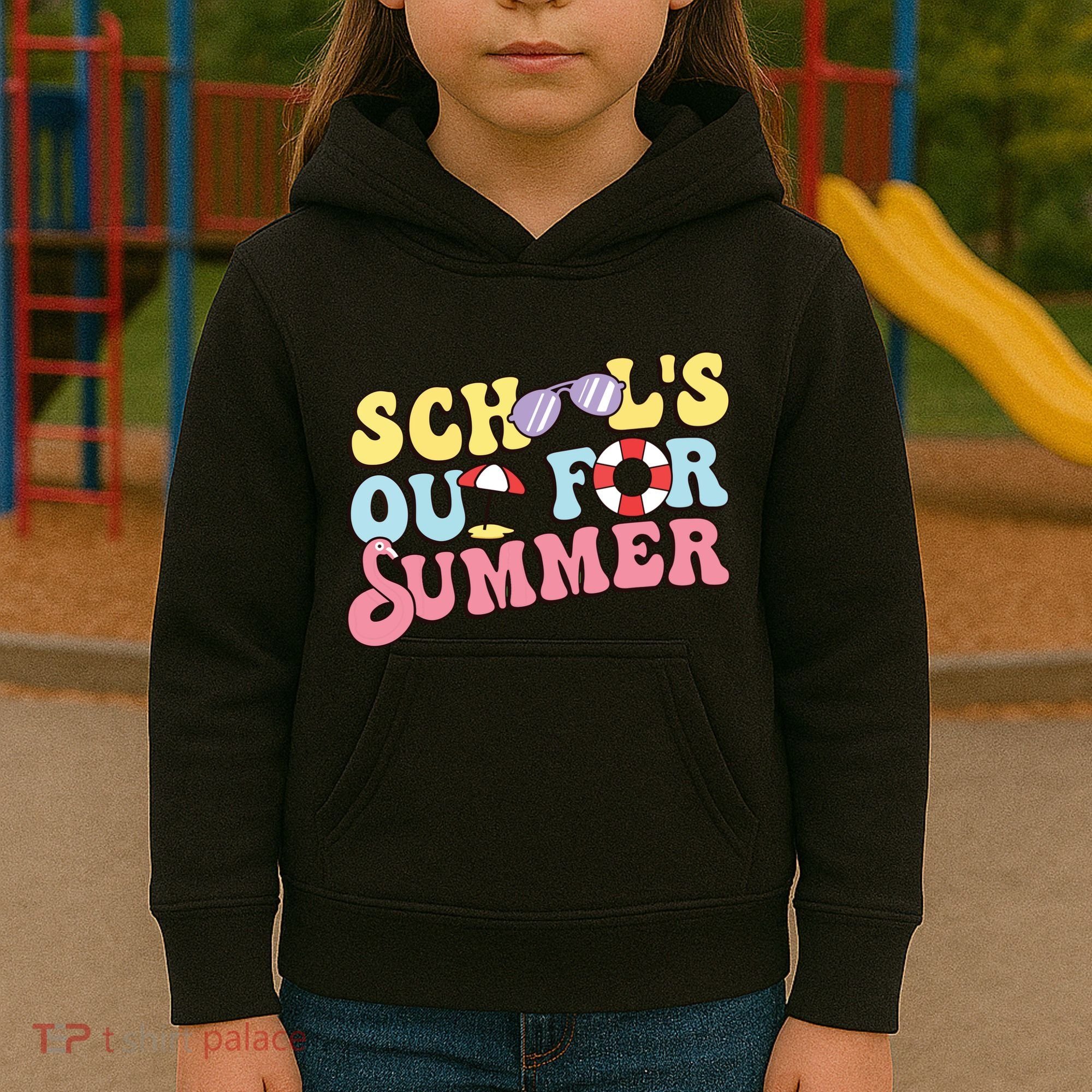 Schools Out For Summer Graduation Students Teacher Vacation. Kids Hoodie