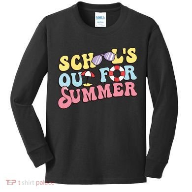 Schools Out For Summer Graduation Students Teacher Vacation. Kids Long Sleeve Shirt