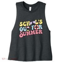 Schools Out For Summer Graduation Students Teacher Vacation. Women's Racerback Cropped Tank thumb 0