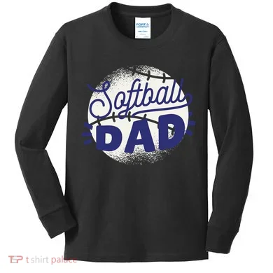 Softball Dad Kids Long Sleeve Shirt