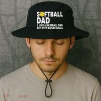 Softball Dad Like A Baseball Dad But With Bigger Balls Bucket Hat thumb 2