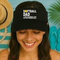 Softball Dad Like A Baseball Dad But With Bigger Balls Visor thumb 2