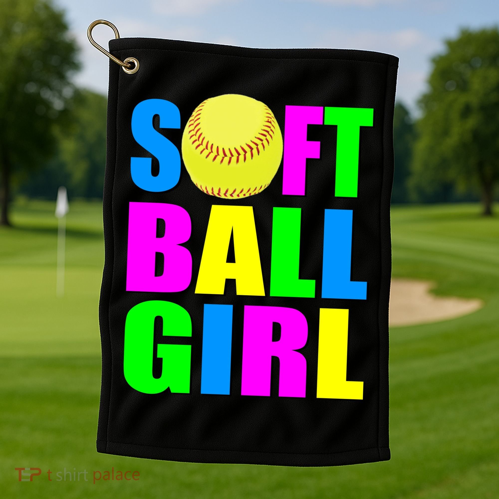 Softball Girl Golf Towel