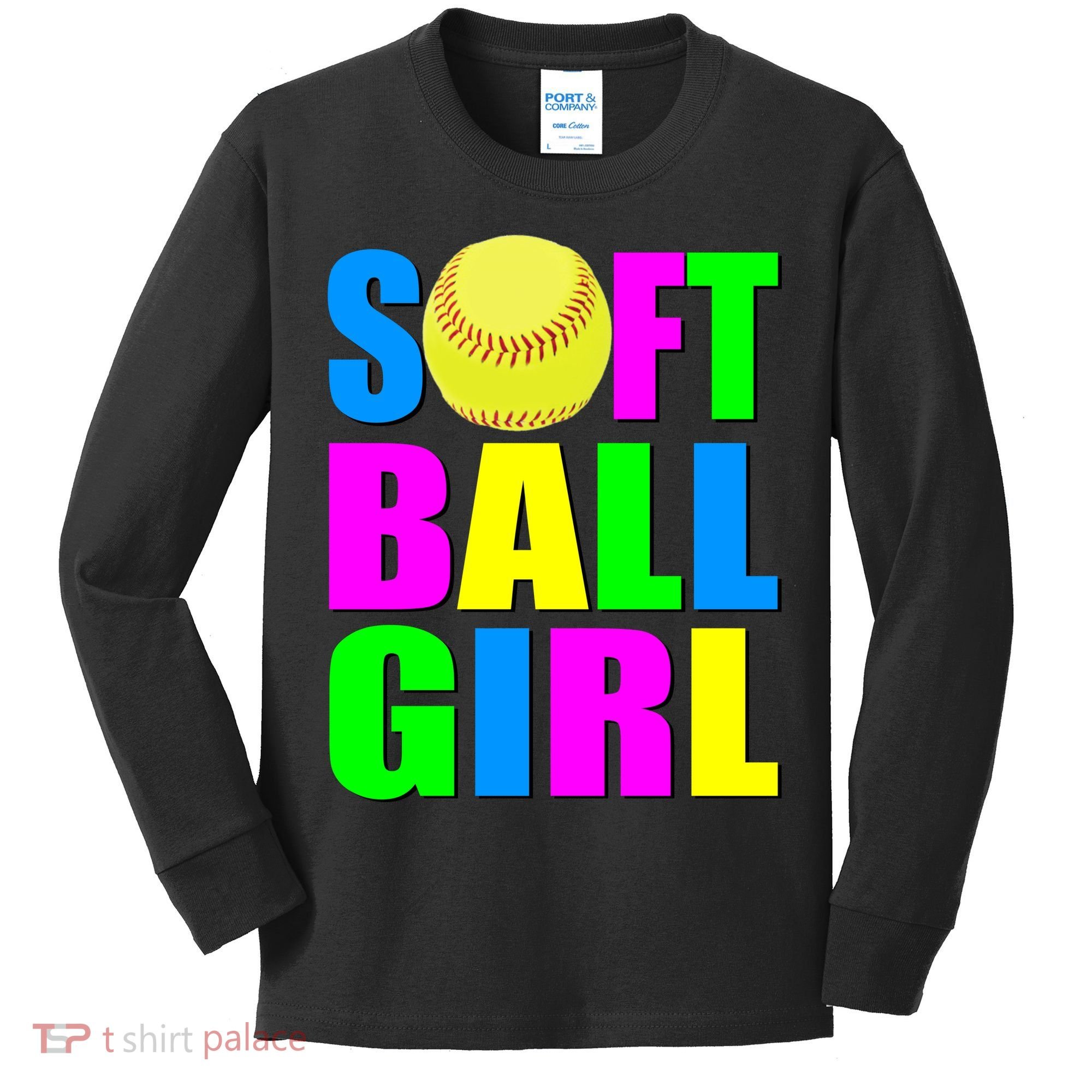 Softball Girl Kids Long Sleeve Shirt