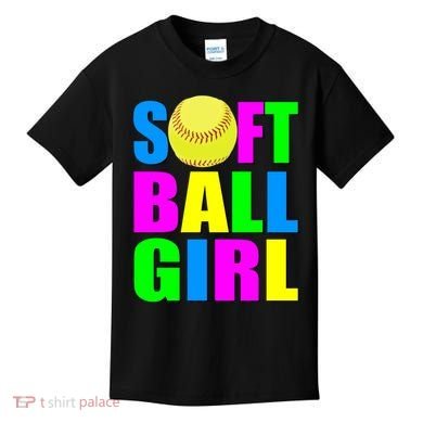Softball Girl Kids T-Shirt