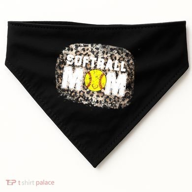 Softball Mom leopard Background USA-Made Doggie Bandana
