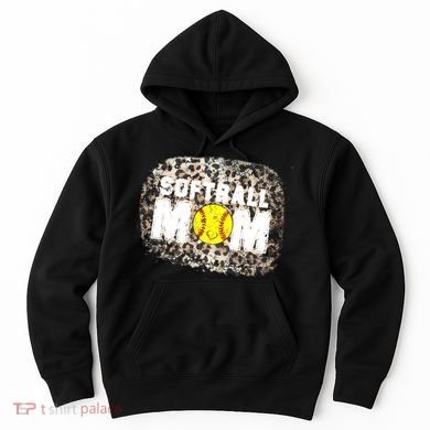 Softball Mom leopard Background Hoodie