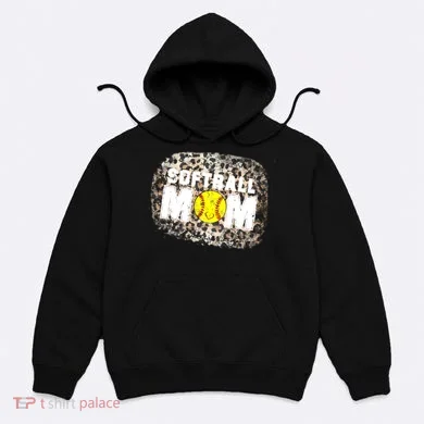 Softball Mom leopard Background Hoodie