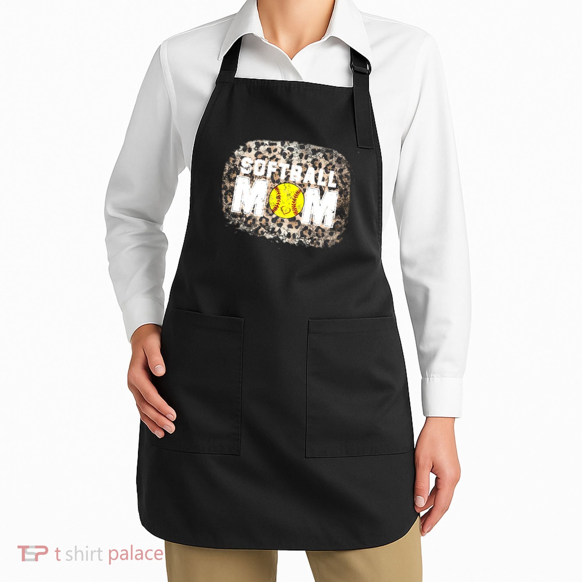Softball Mom leopard Background Apron