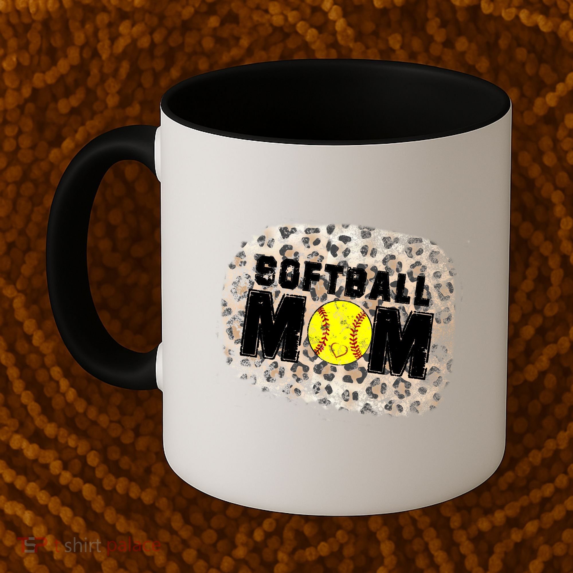 Softball Mom leopard Background Coffee Mug