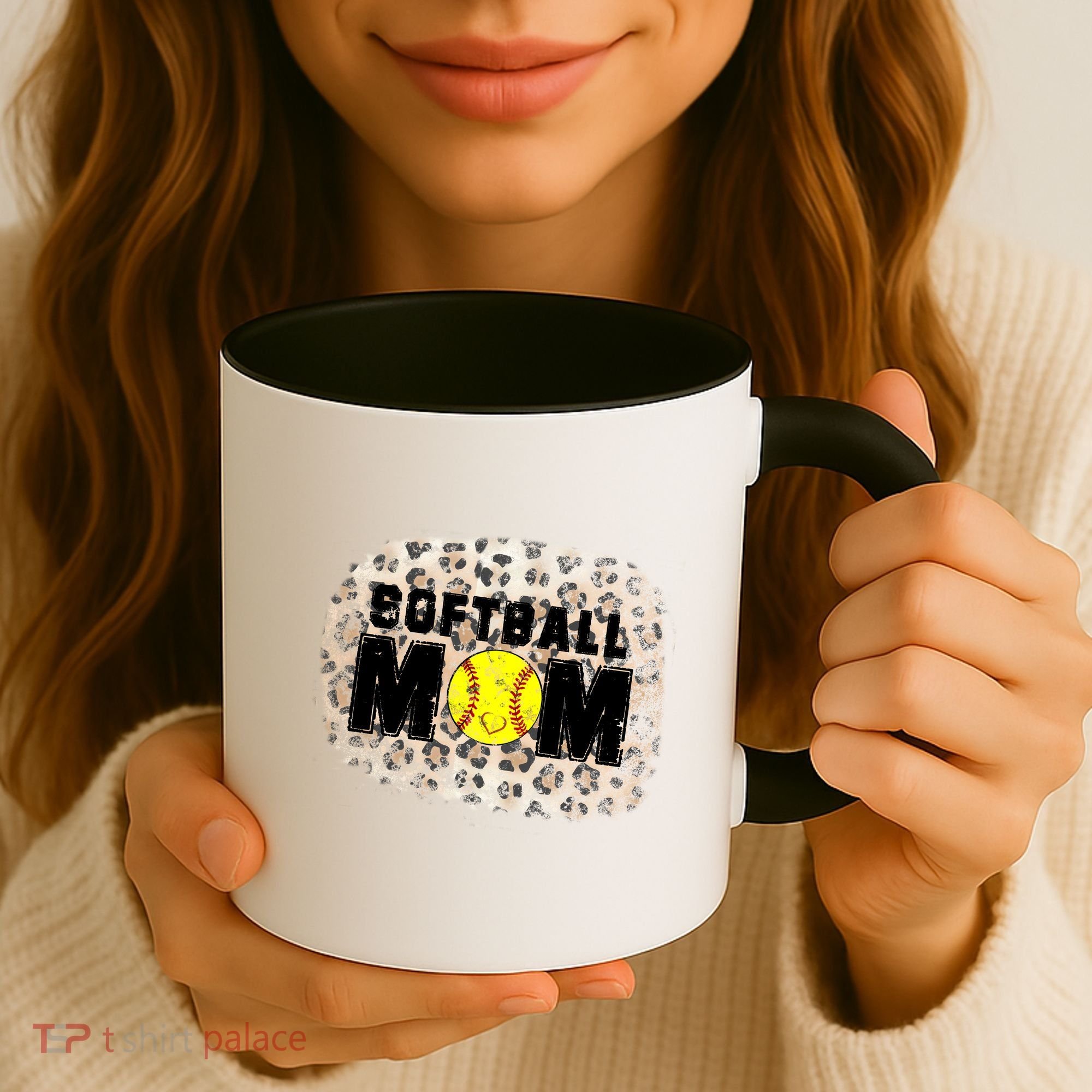 Softball Mom leopard Background Coffee Mug