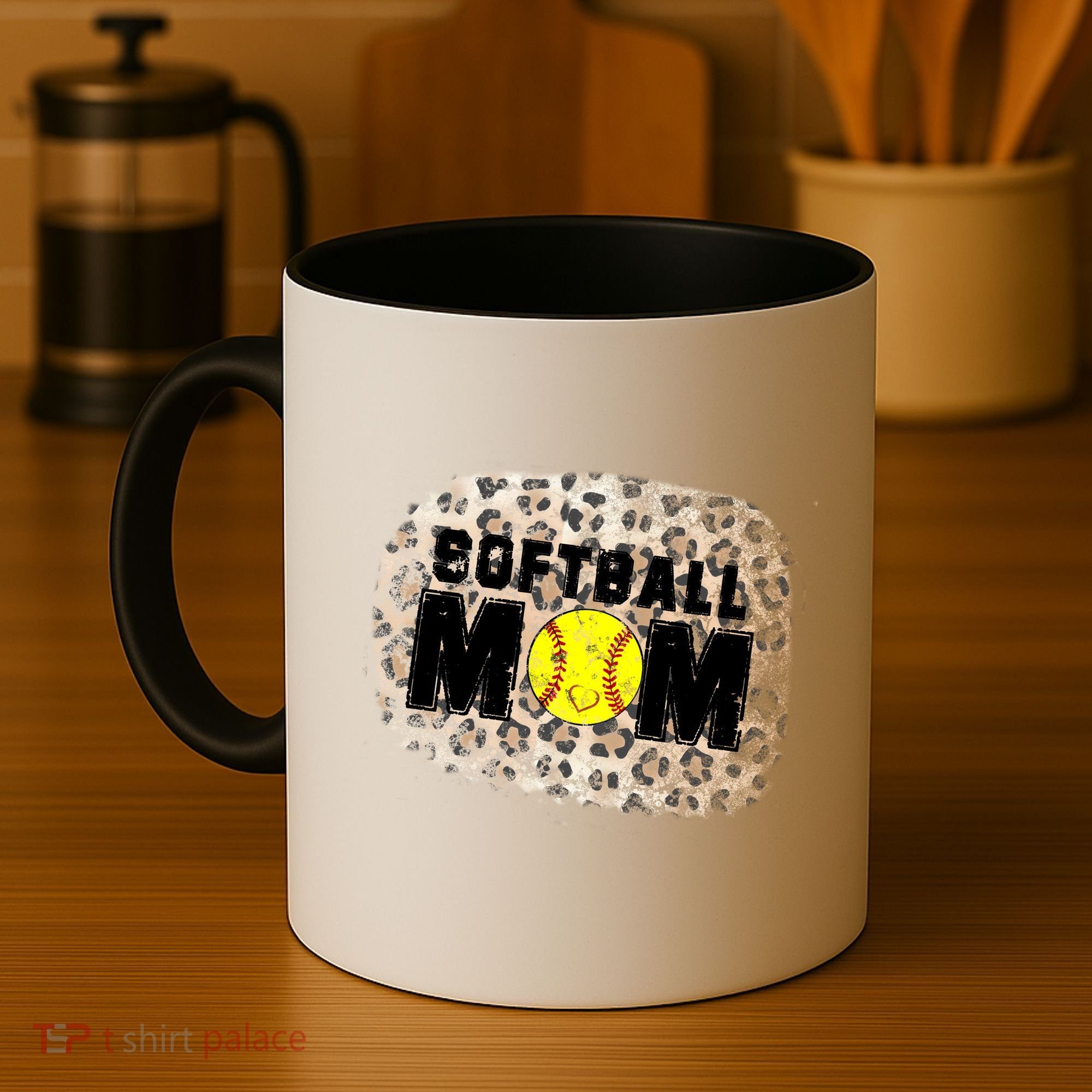 Softball Mom leopard Background Coffee Mug