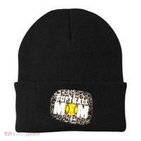 Softball Mom leopard Background Beanie thumb 0
