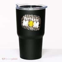 Softball Mom leopard Background Tumbler thumb 0