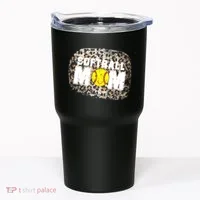 Softball Mom leopard Background Tumbler thumb 0
