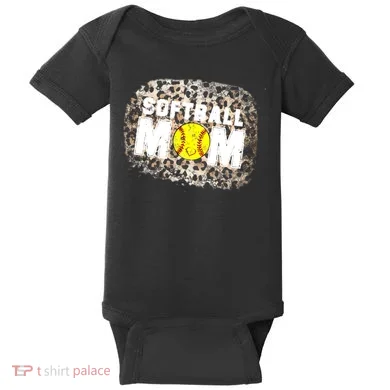 Softball Mom leopard Background Baby Bodysuit