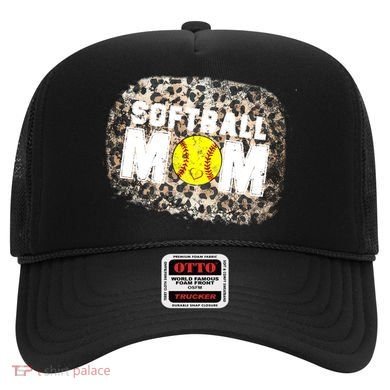 Softball Mom leopard Background Hat