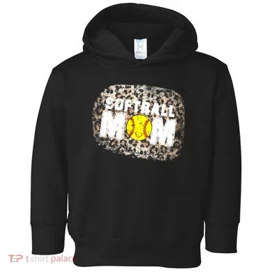 Softball Mom leopard Background Toddler Hoodie