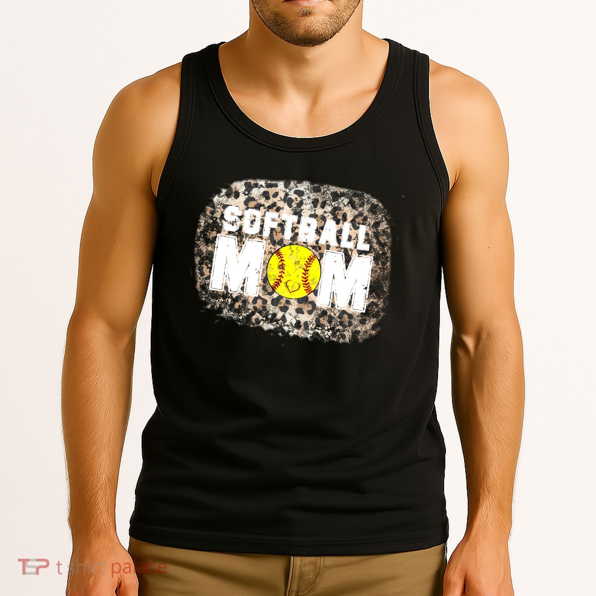 Softball Mom leopard Background Tank Top
