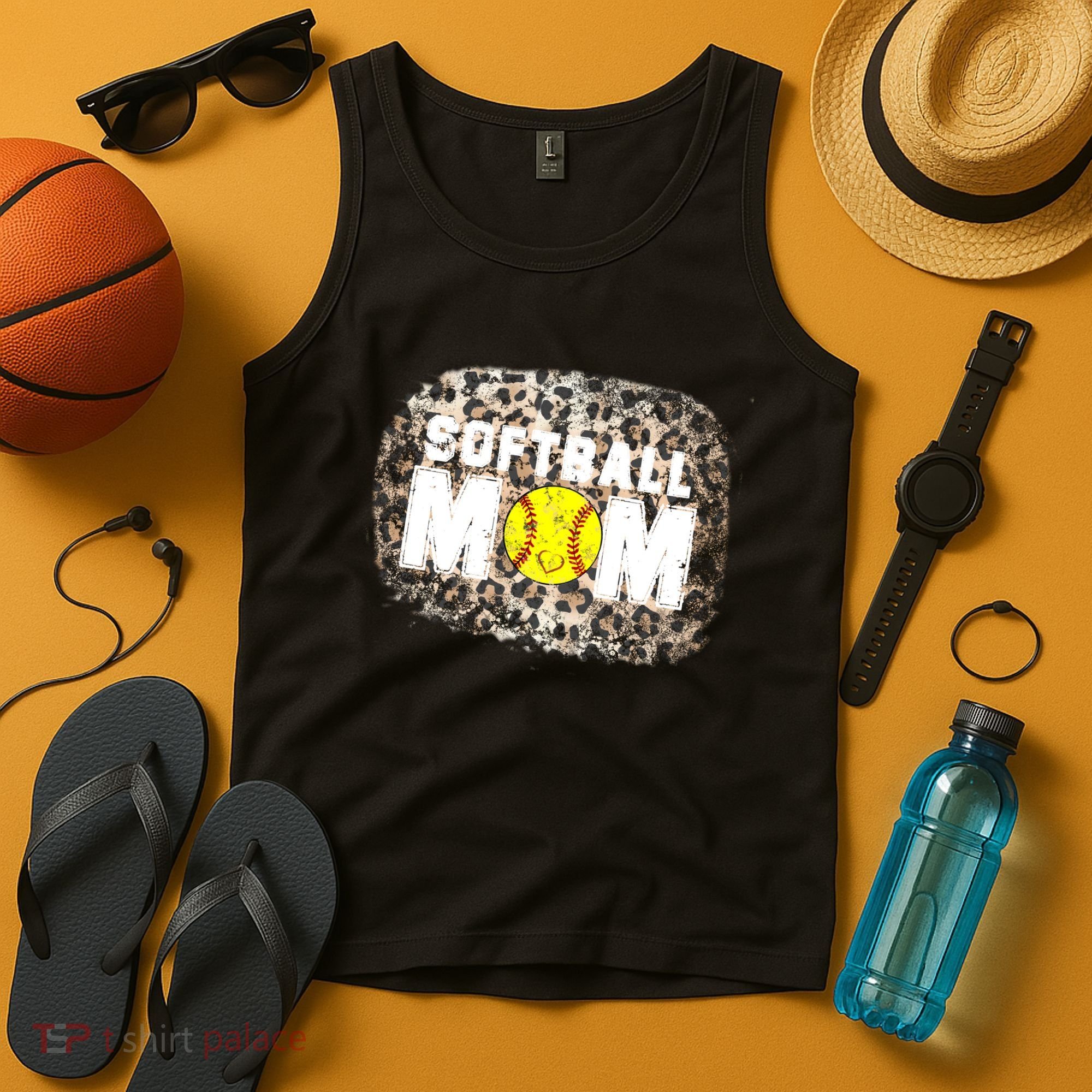 Softball Mom leopard Background Tank Top