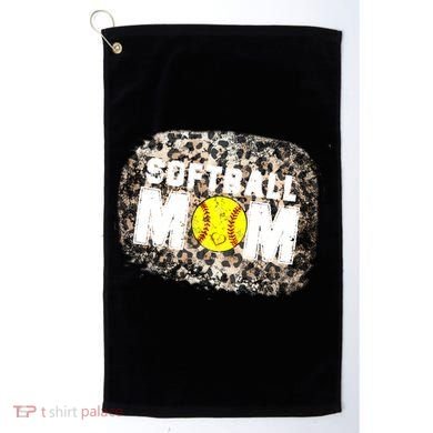 Softball Mom leopard Background Golf Towel