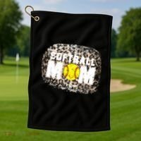 Softball Mom leopard Background Golf Towel thumb 1